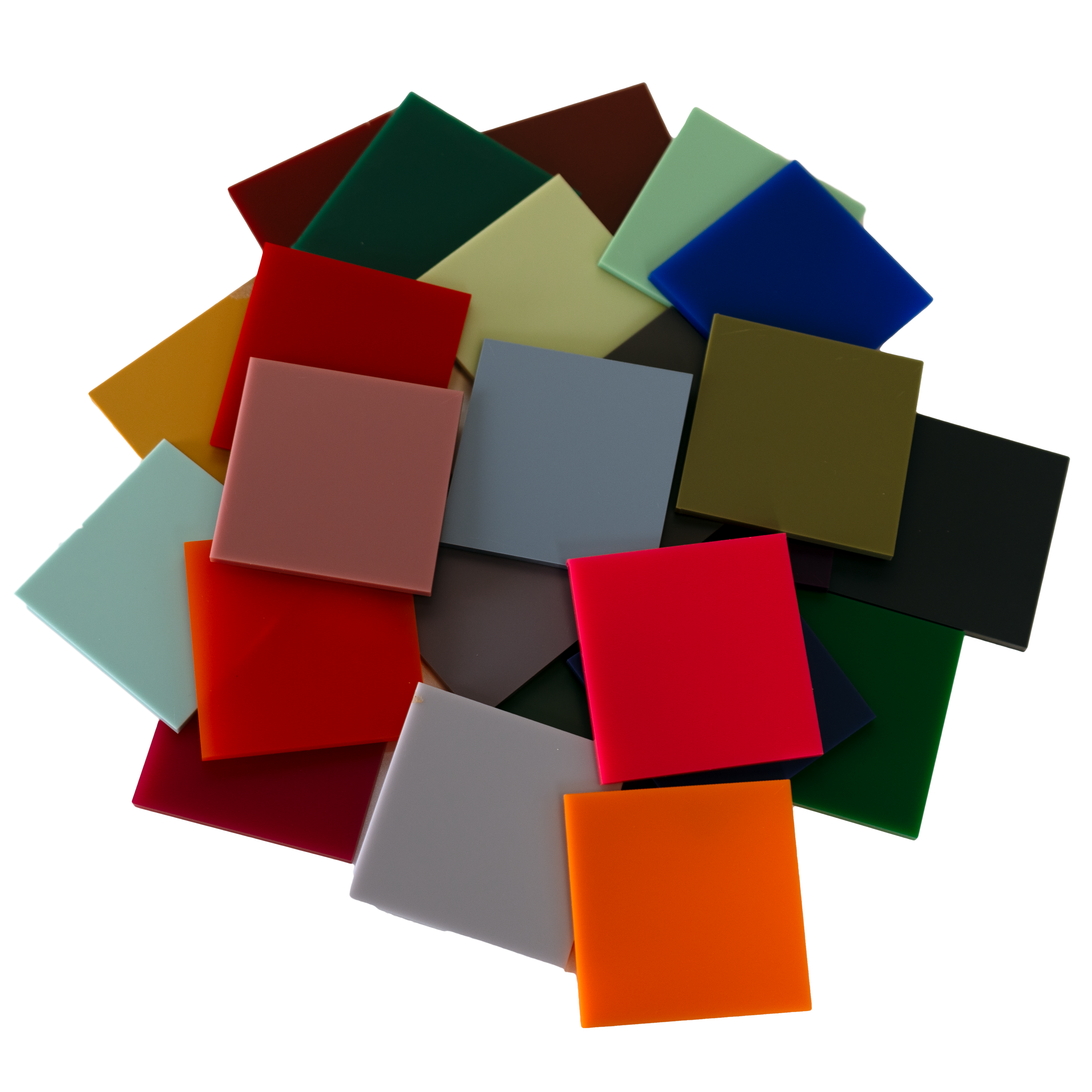 Matte 2" x 2" Cast Acrylic Sheet Sample Square Bundle