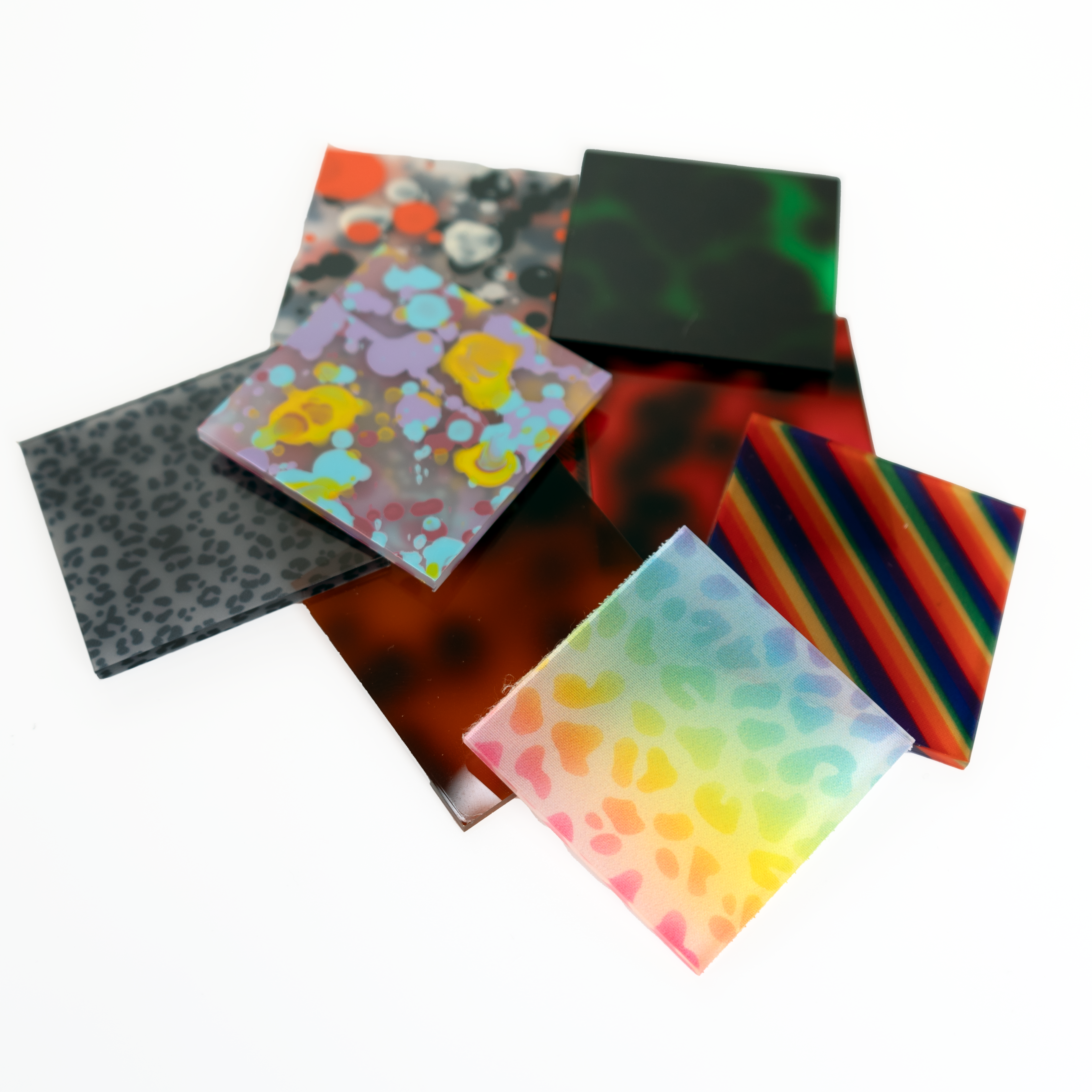 Tortoise, Ink, and Pattern 2" x 2" Cast Acrylic Sheet Sample Square Bundle