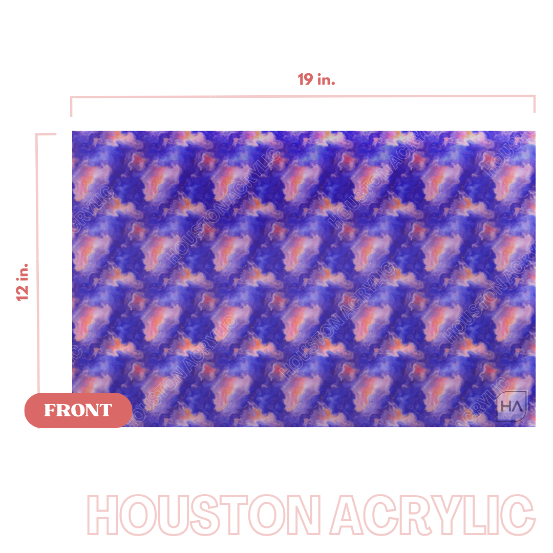 1/8" Abstract Blue Orange Pink Marble MakerPrint Full Size Acrylic Sheet View