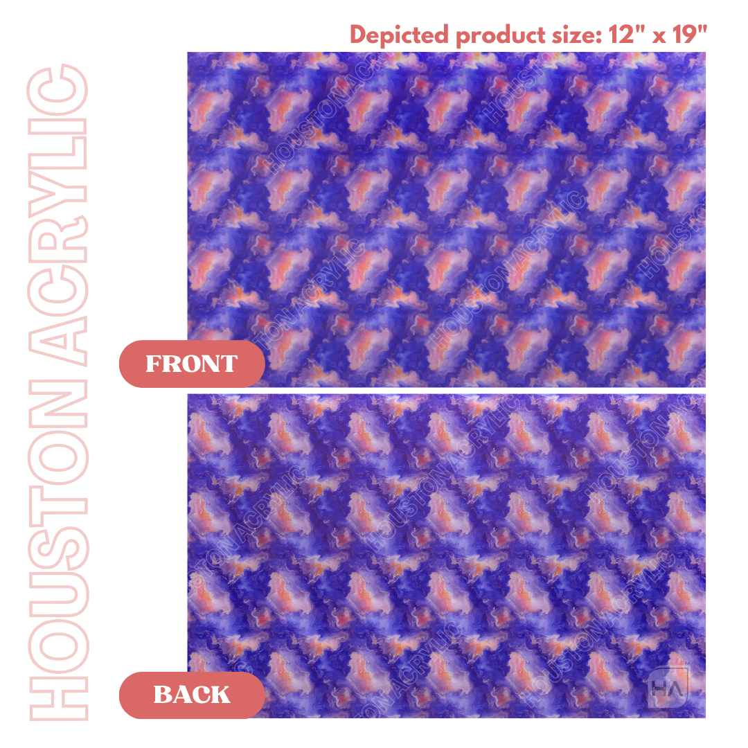 1/8" Abstract Blue Orange Pink Marble MakerPrint Full Size Sheet View Front Back Comparison