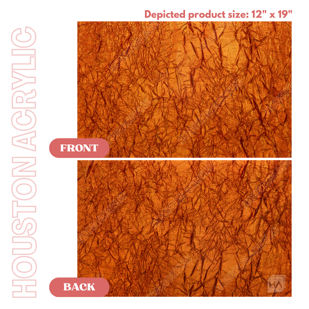 1/8" Amber Crushed Shimmer Cast Acrylic Sheet Front vs Back Full Size Sheet Comparison