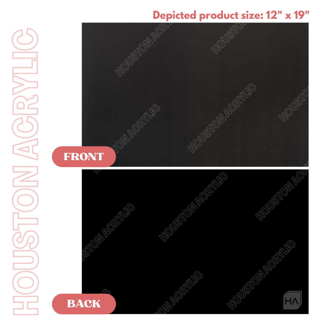 1/8" Brushed Black Cast Acrylic Sheet Front vs Back Full Size Sheet Comparison