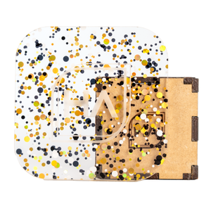 1/8" Black and Gold Polka Dots Confetti Cast Acrylic Sheet