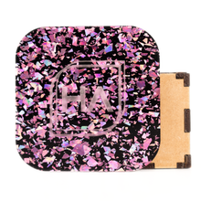 Load image into Gallery viewer, Black and rose gold chunky flake confetti cast acrylic sheet
