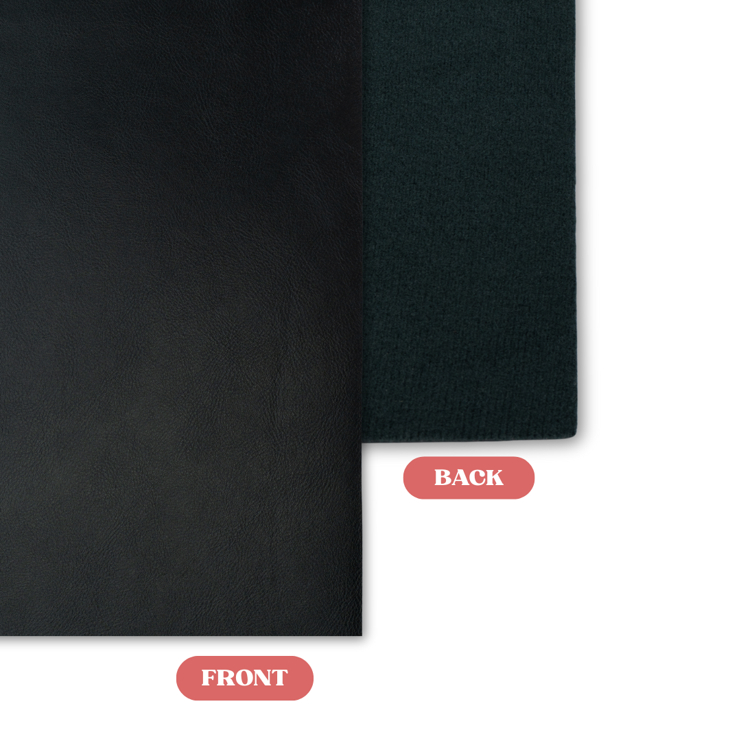 Black to Black MakerLeatherette laserable leatherette sheet front vs back comparison