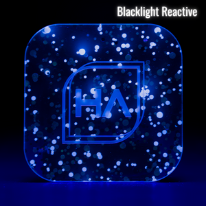 Blacklight reactive 1/8" Black and Gold Polka Dots Cast Acrylic Sheet