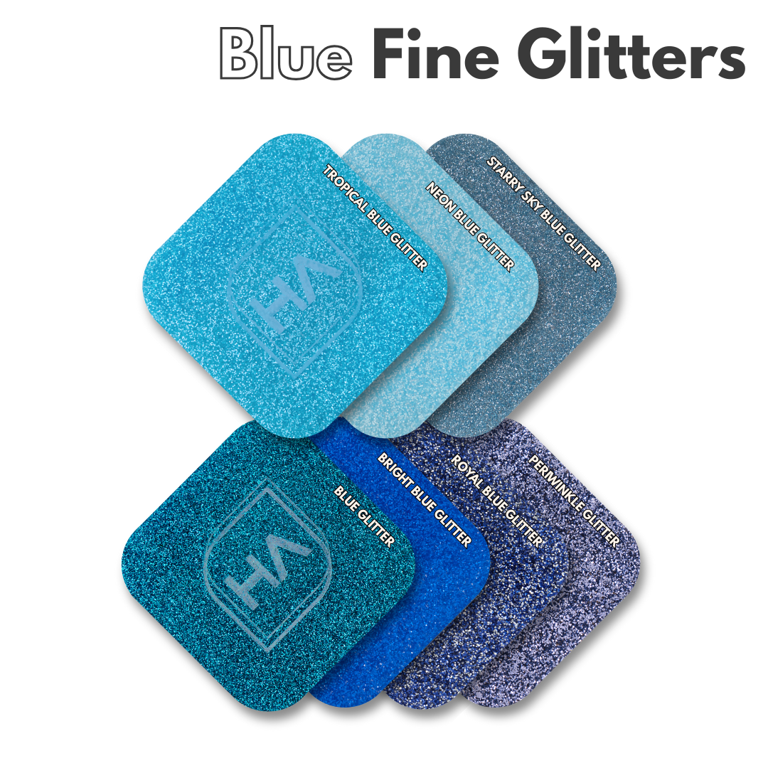 1/8" Blue Fine Glitter Cast Acrylic Sheet Color Swatch Comparison