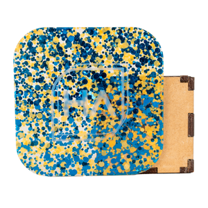 1/8" Blue and Yellow Chunky Polka Dots Cast Acrylic Sheet