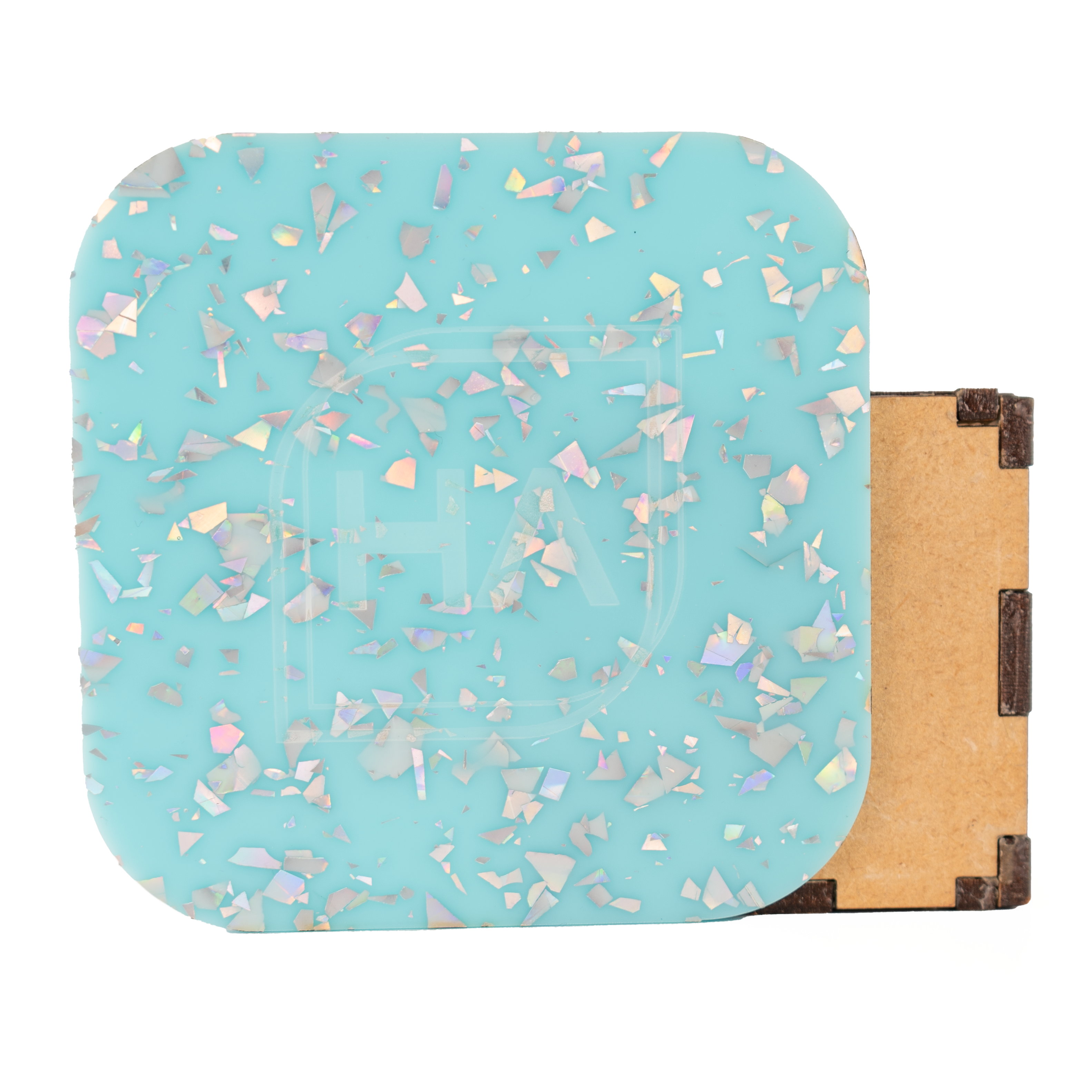 1/8" Breakfast Blue and Silver Holographic Flake Cast Acrylic Sheet