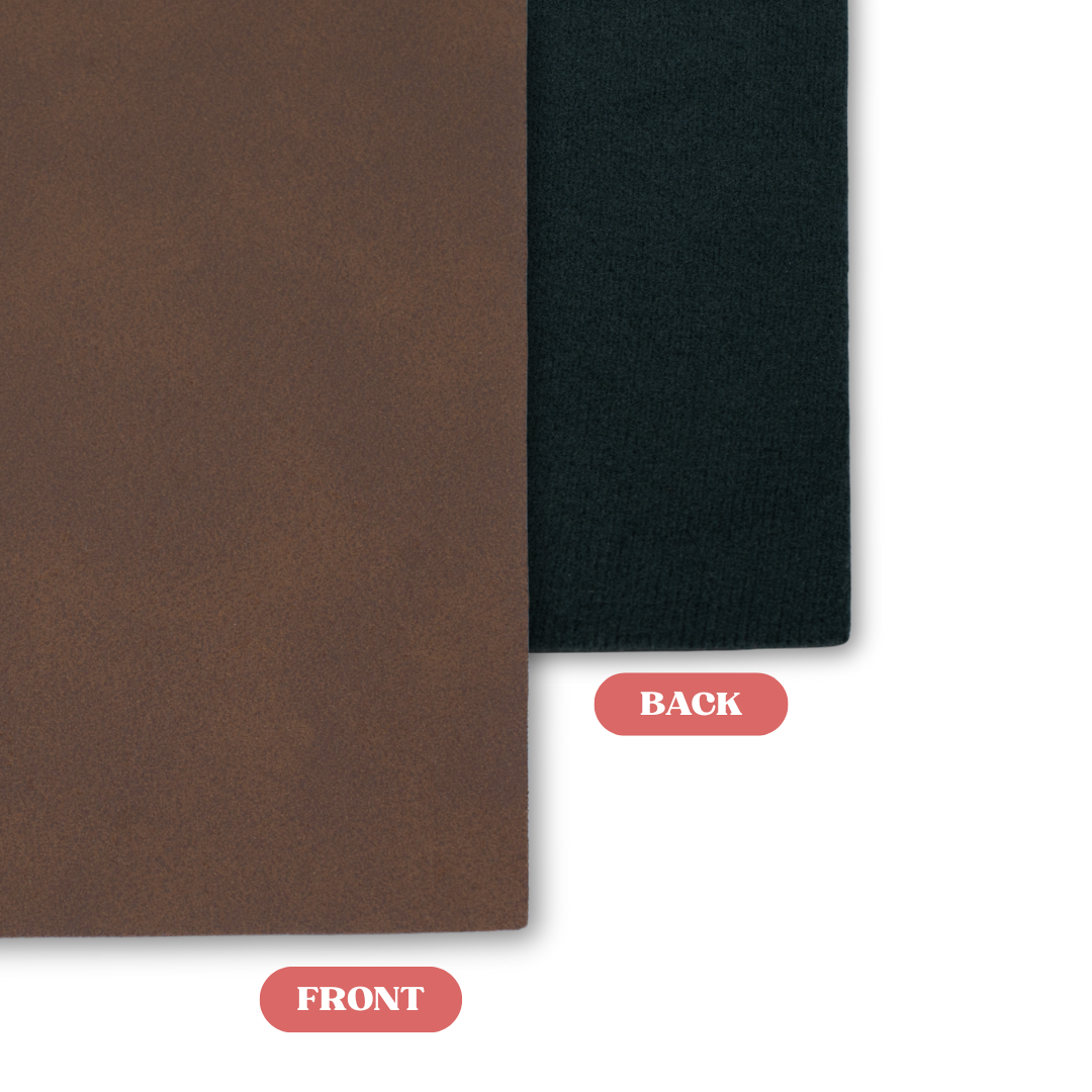 Brown/Black MakerLeatherette Laserable Leatherette Sheet Front vs Back Comparison