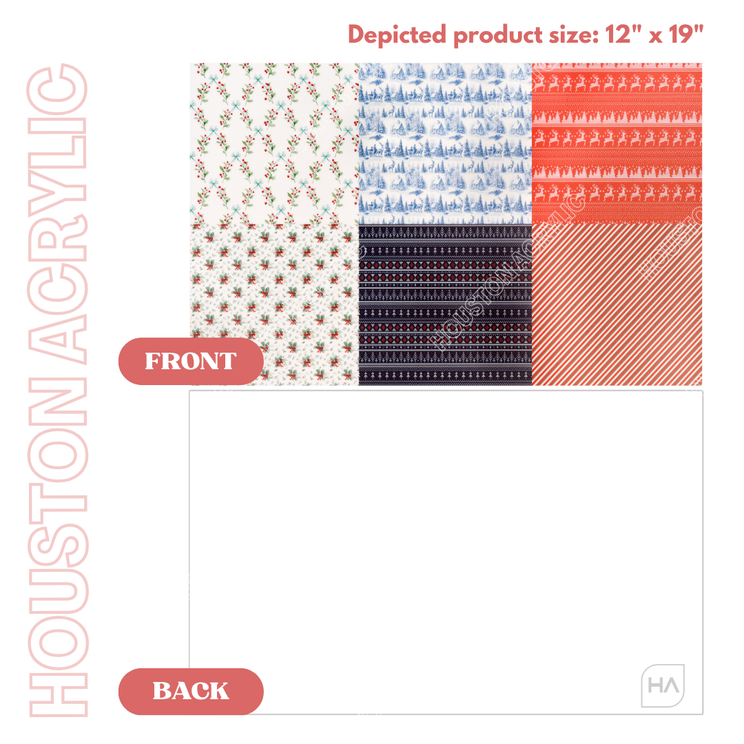 Classic Holiday Collection MakerPrint Sample Sheet for laser cutting and laser engraving front and back full size sheet comparison