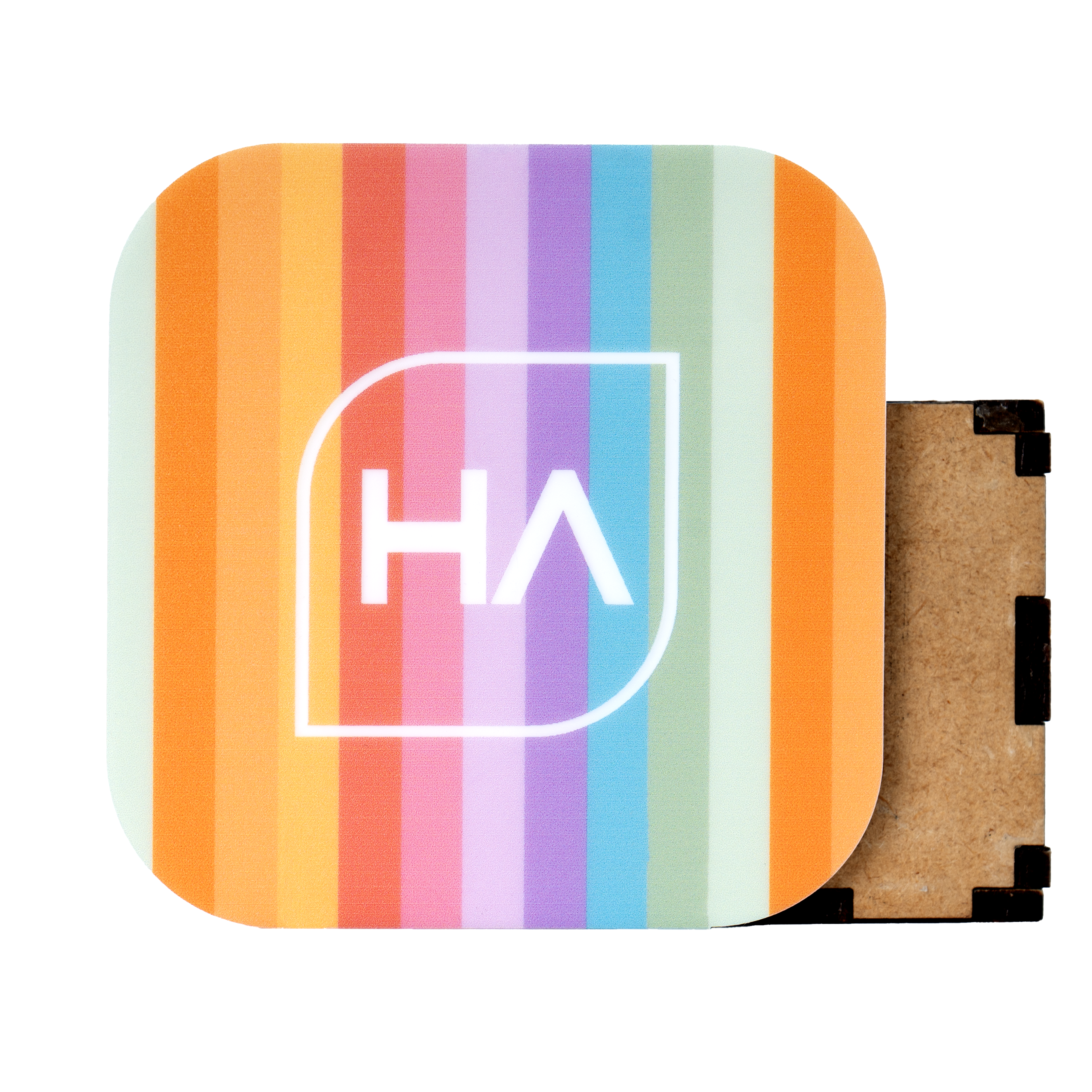 1/8" Retro Rainbow MakerPrint Cast Acrylic Sheet on a white core