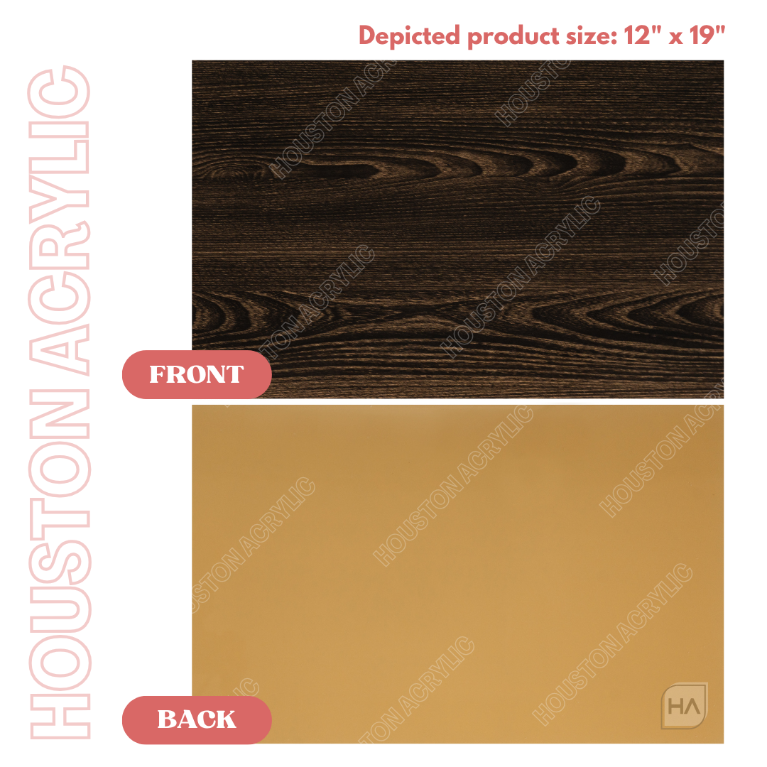 1/8" Dark Reclaimed Wood Grain Cast Acrylic Sheet Front vs Back Full Size Sheet View