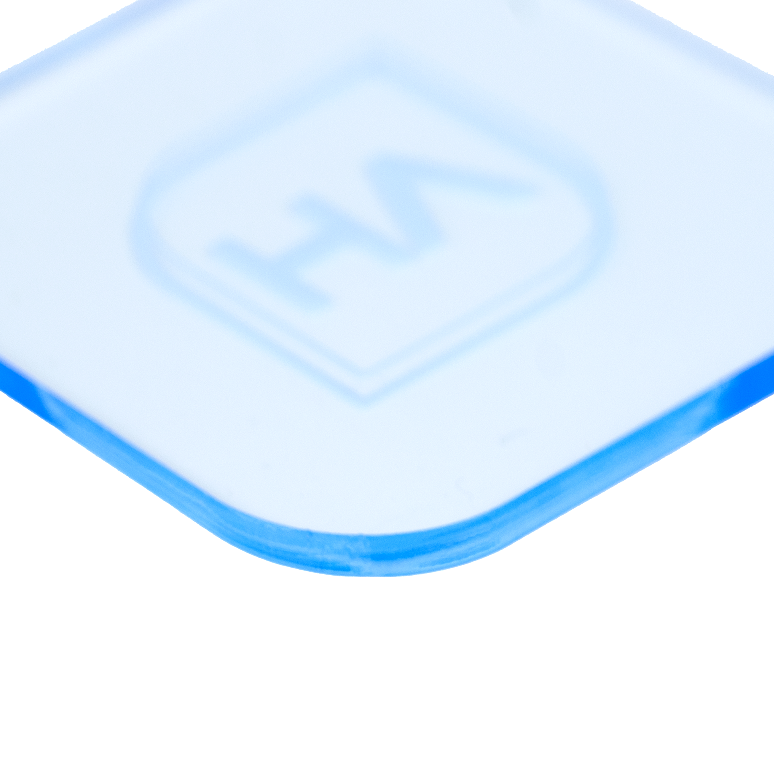 1/8" Edge Glow Translucent Blue Cast Acrylic Sheet Cut Edge Example