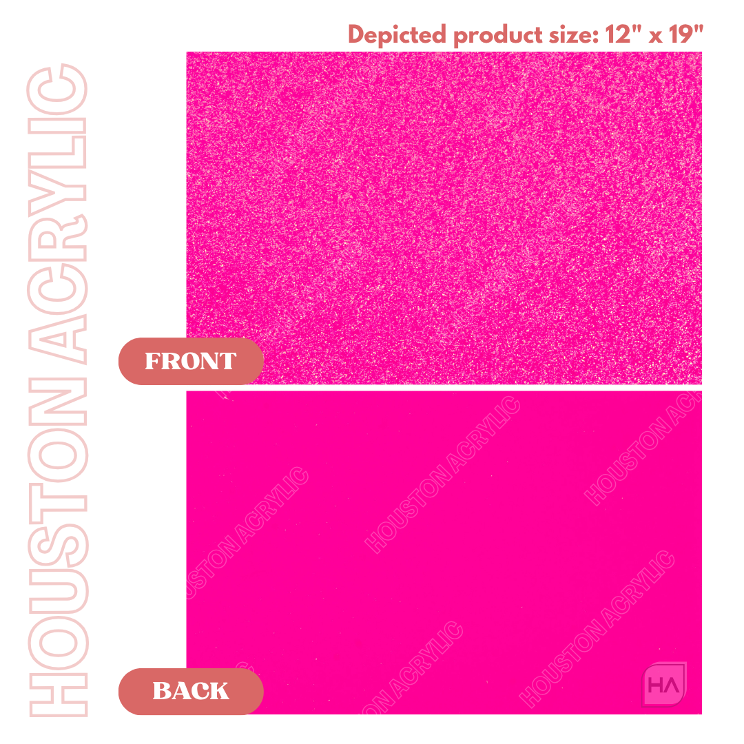 1/8" Electric Pink Crackled Cast Acrylic Sheet Front and Back Comparison