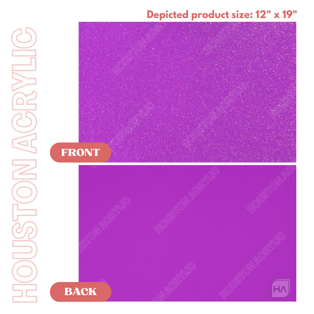1/8" Electric Purple Crackled Cast Acrylic Sheet Front and Back Comparison