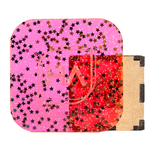 Load image into Gallery viewer, 1/8&quot; Emo Nights Fluorescent Pink Cast Acrylic Sheet gold star confetti

