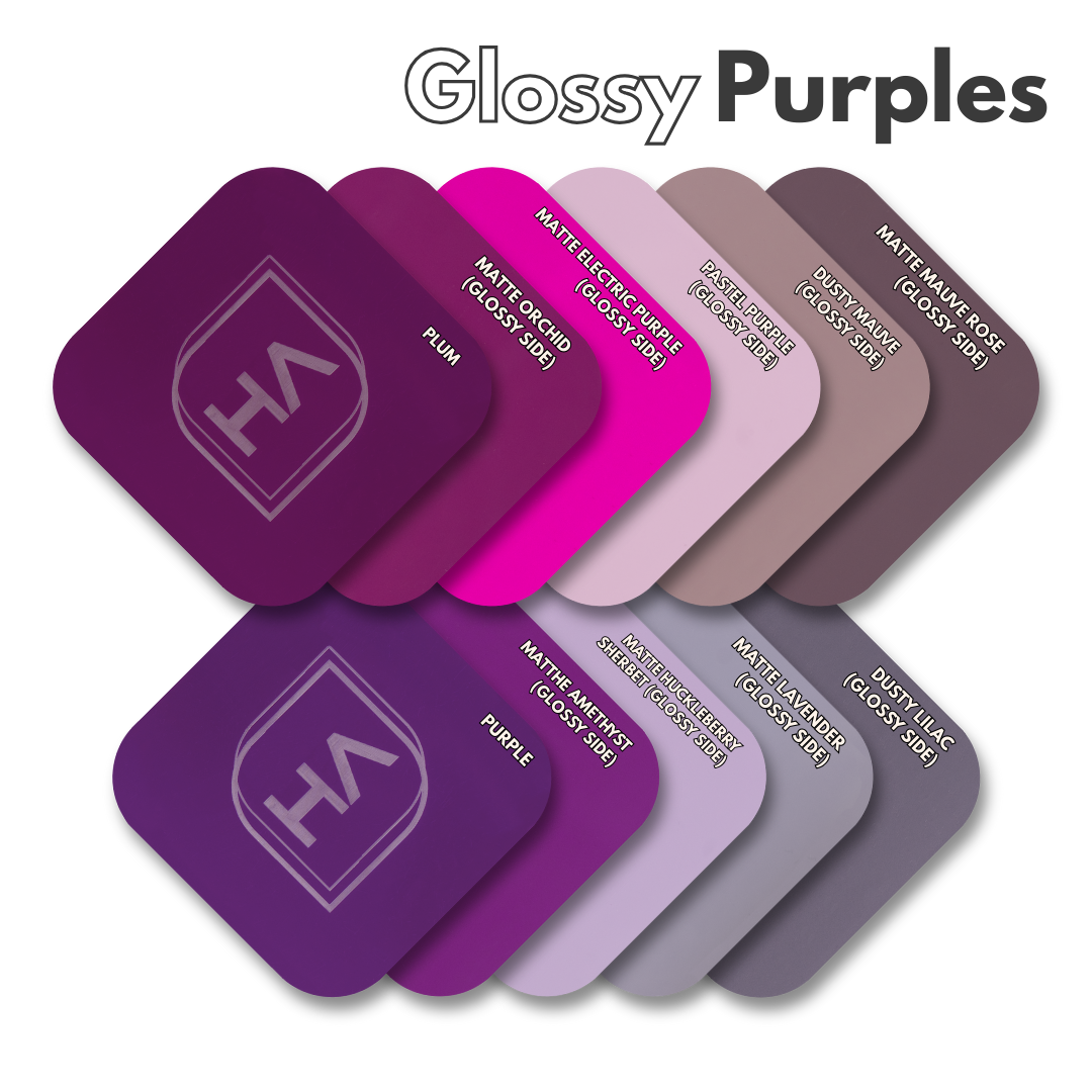 1/8" Glossy Purple Cast Acrylic Color Swatch Comparison
