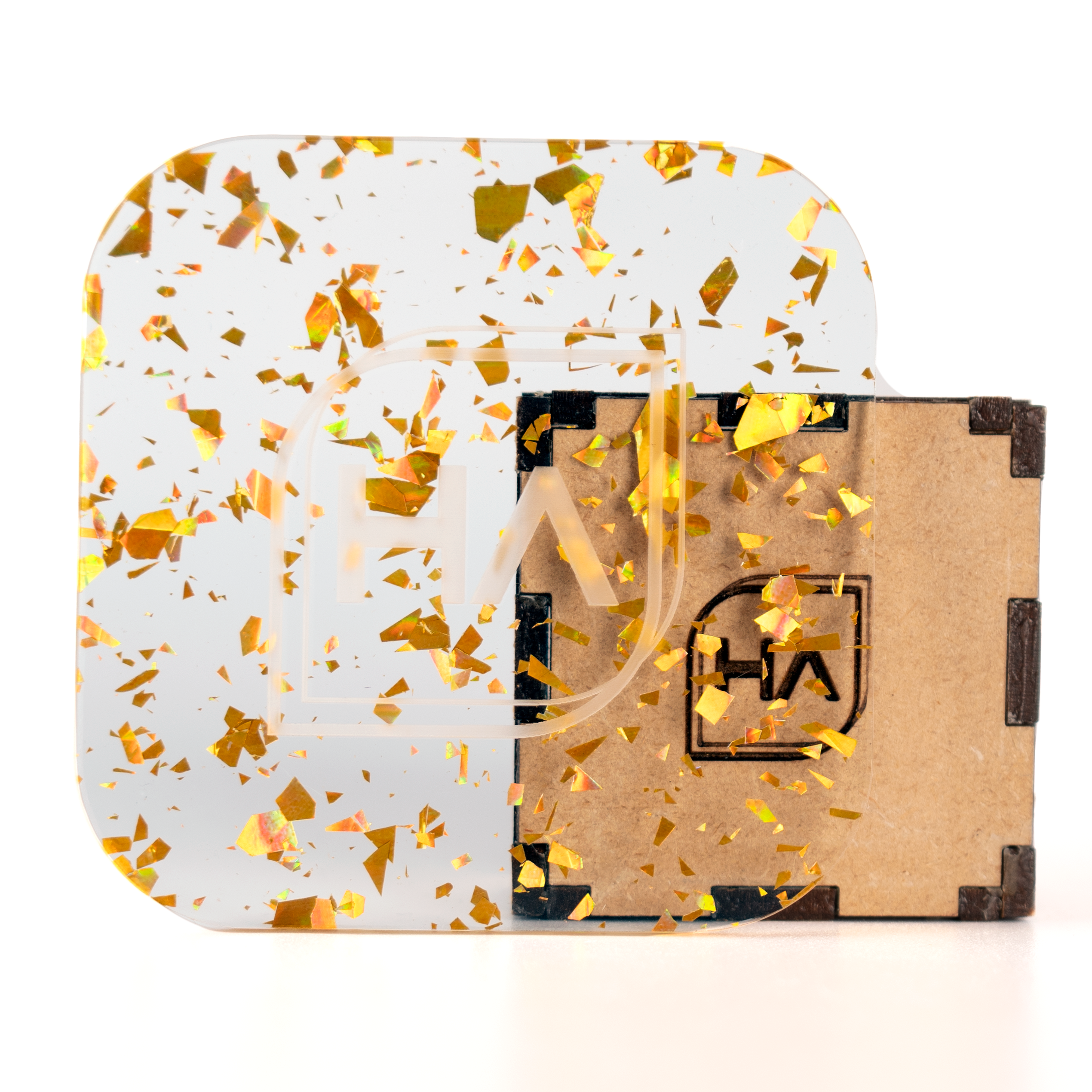 1/8" gold holographic flake confetti cast acrylic sheet