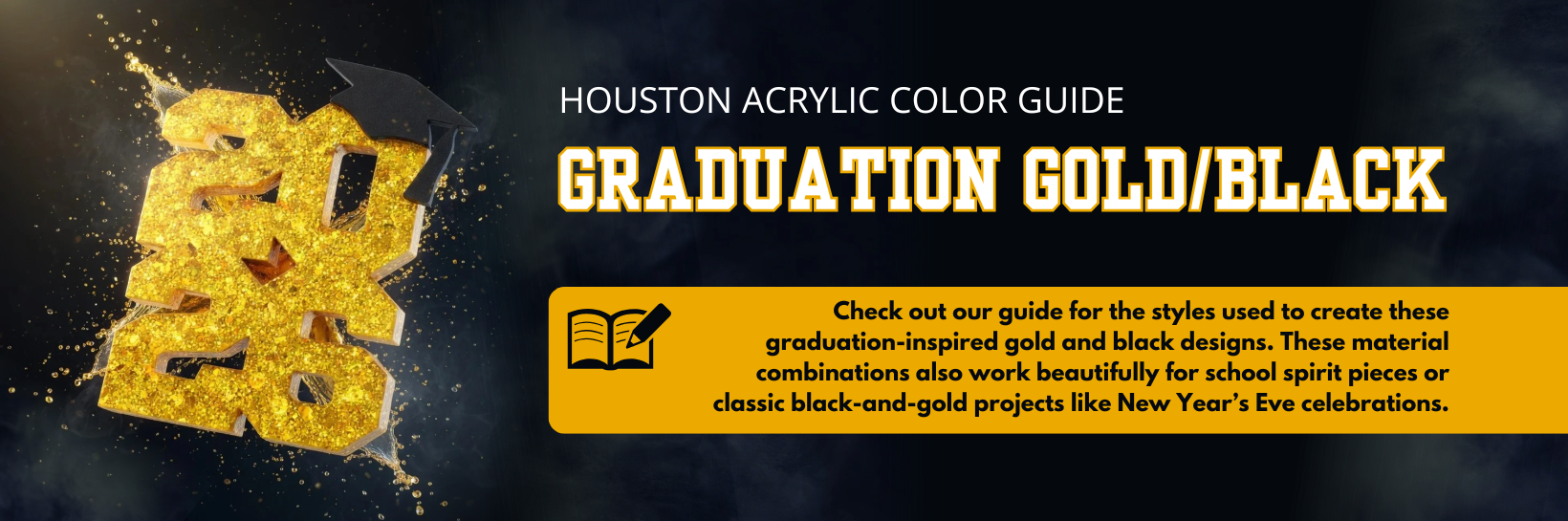 Graduation Gold and Black Laser Material Color Guide by Houston Acrylic