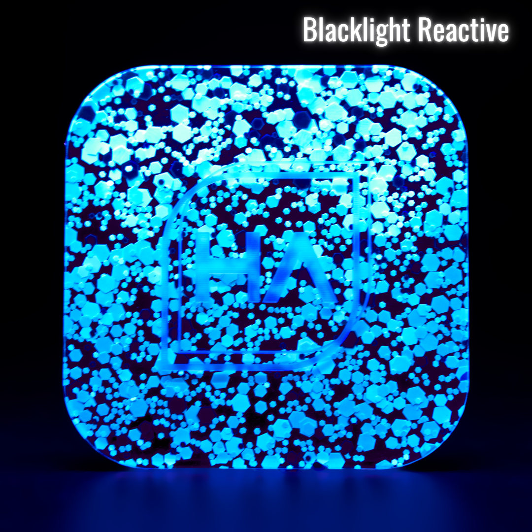 Blacklight reactive 1/8" Groovy Daisy Confetti Cast Acrylic Sheet