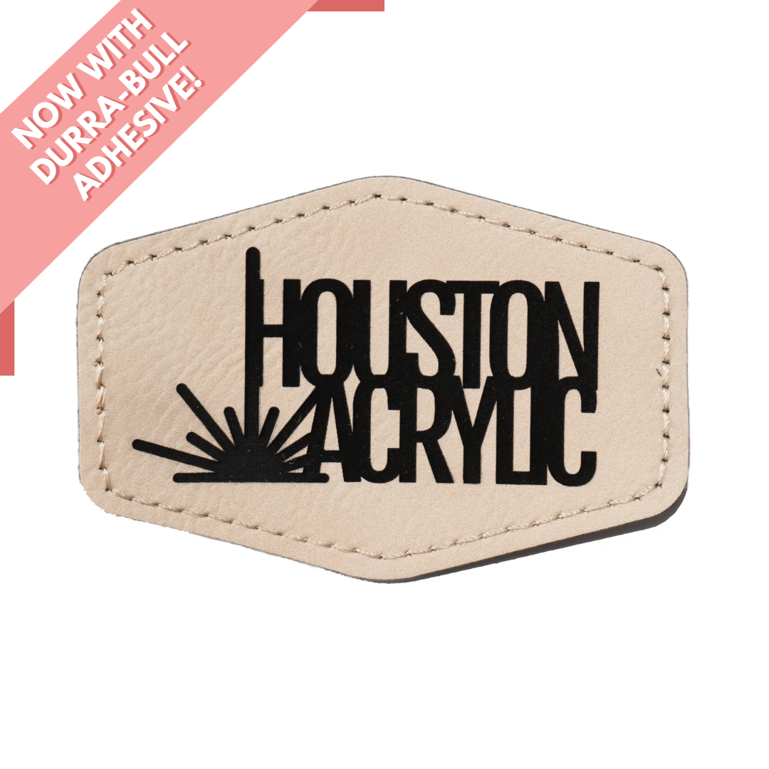 Hexagon Leatherette Patch - Cream/Black (5 Pack)