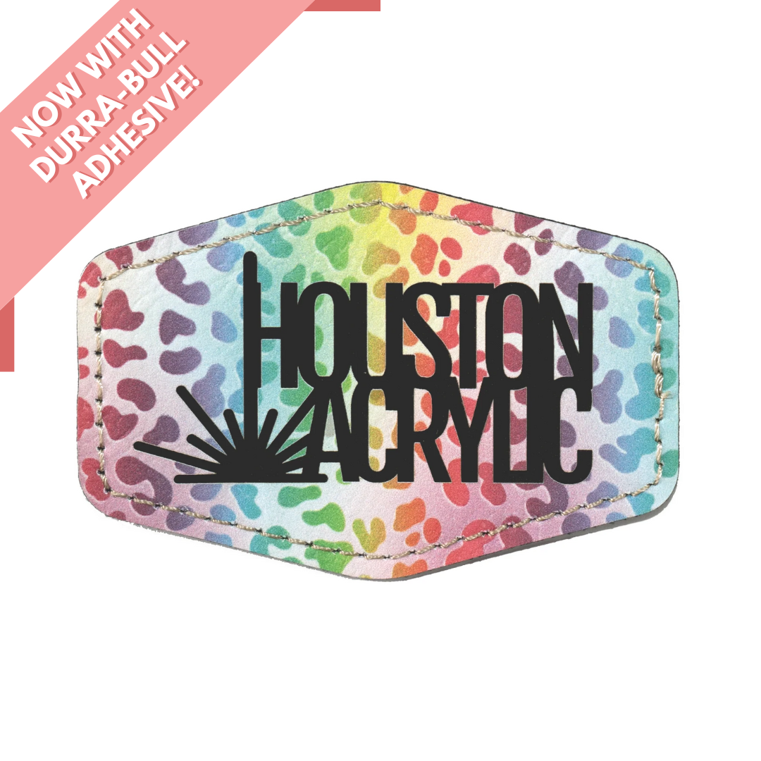 Hexagon Leatherette Patch - Rainbow Leopard/Black (5 Pack)