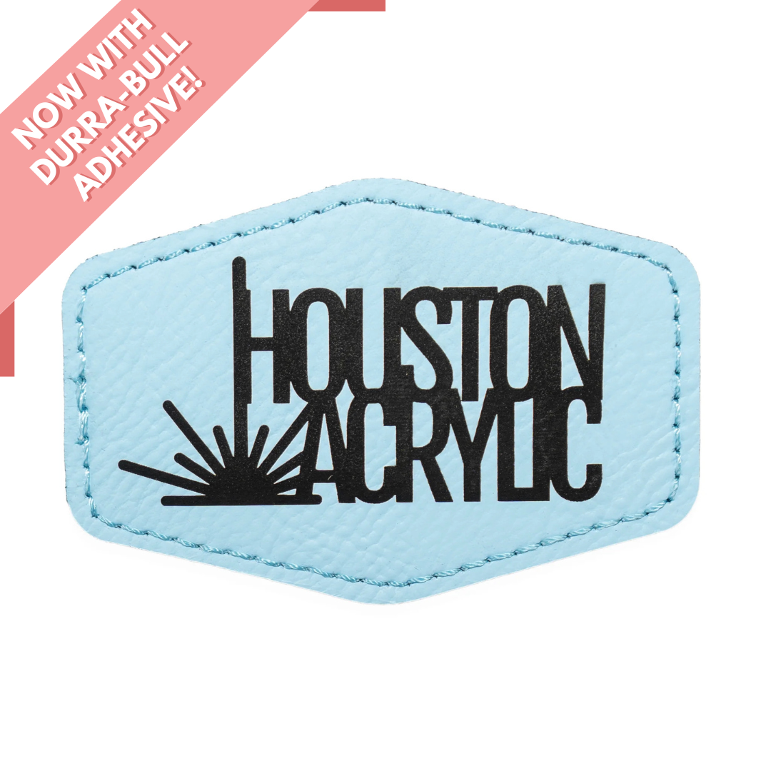 Hexagon Leatherette Patch - Sky Blue/Black (5 Pack)