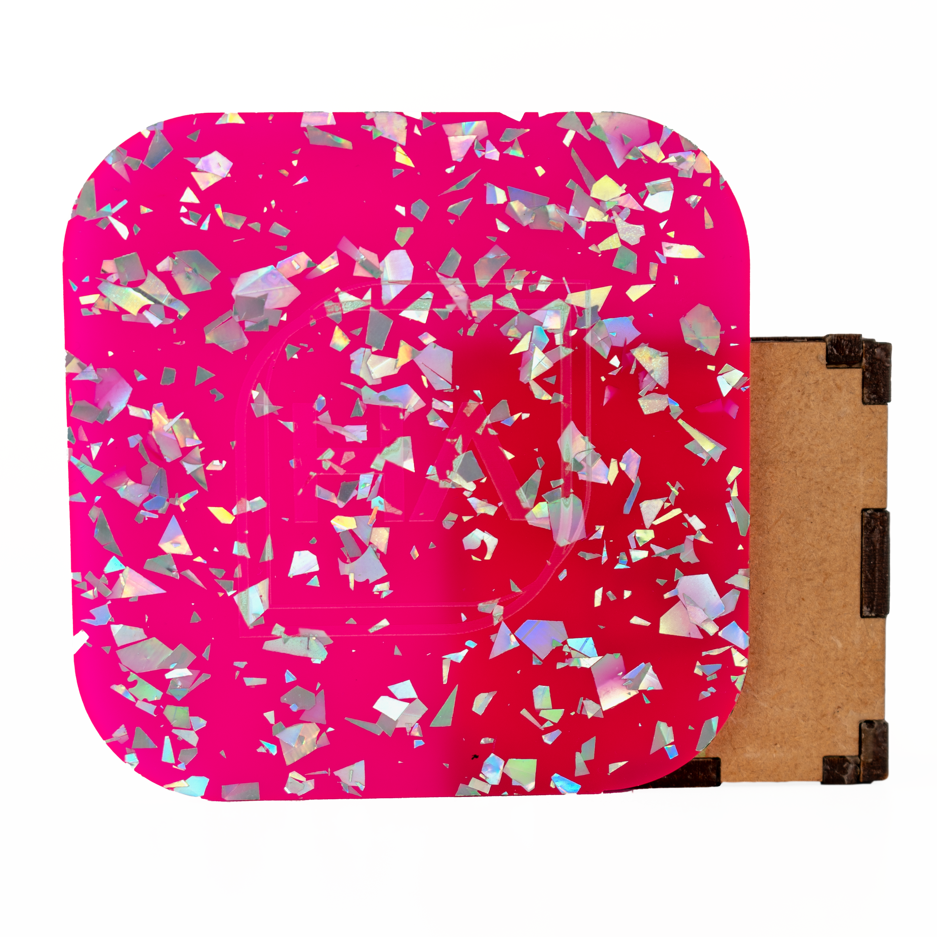 1/8" Hot Pink and Silver Holographic Flake Cast Acrylic Sheet