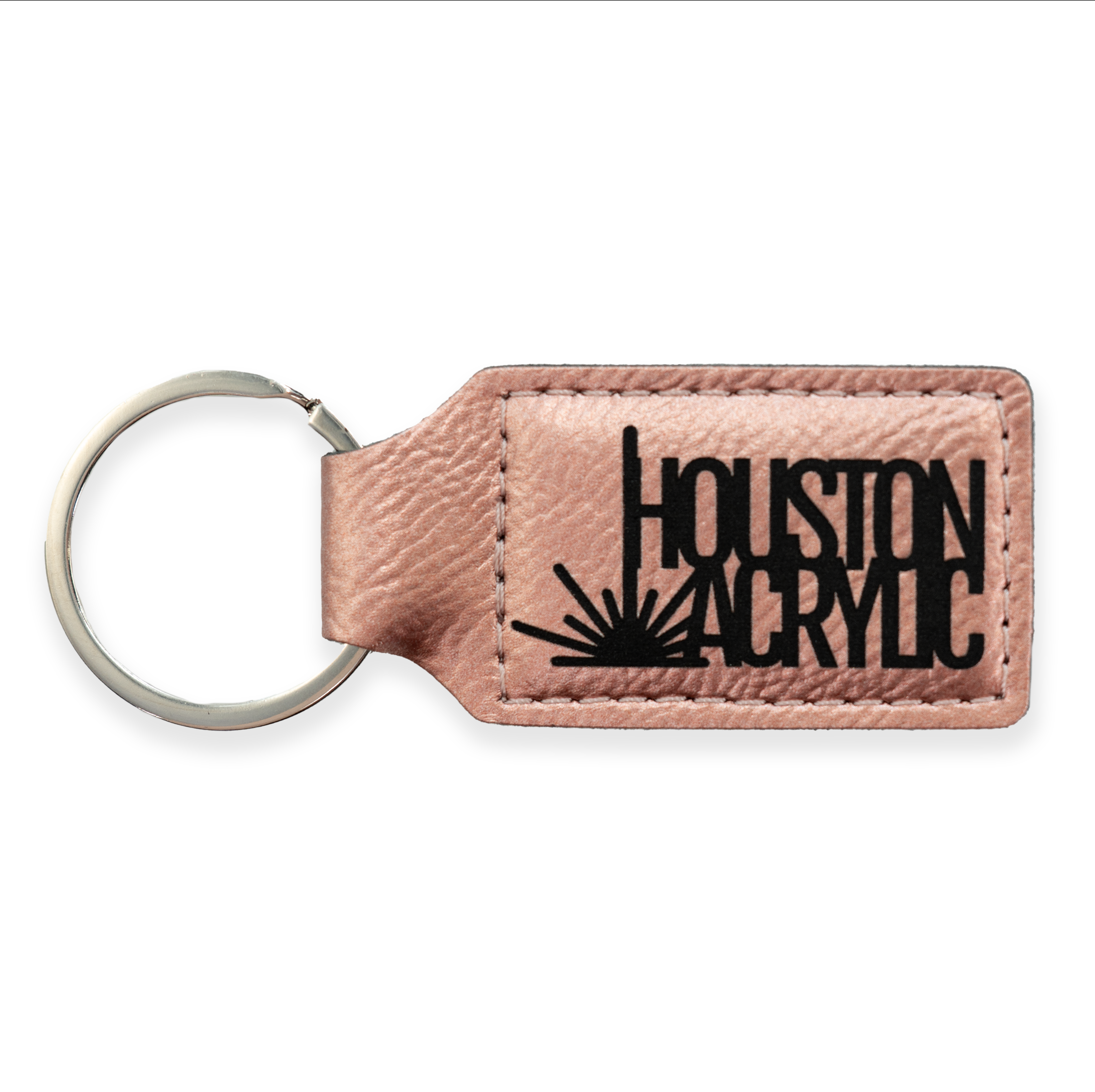 Metallic Rose Gold/Black MakerLeatherette Keychain