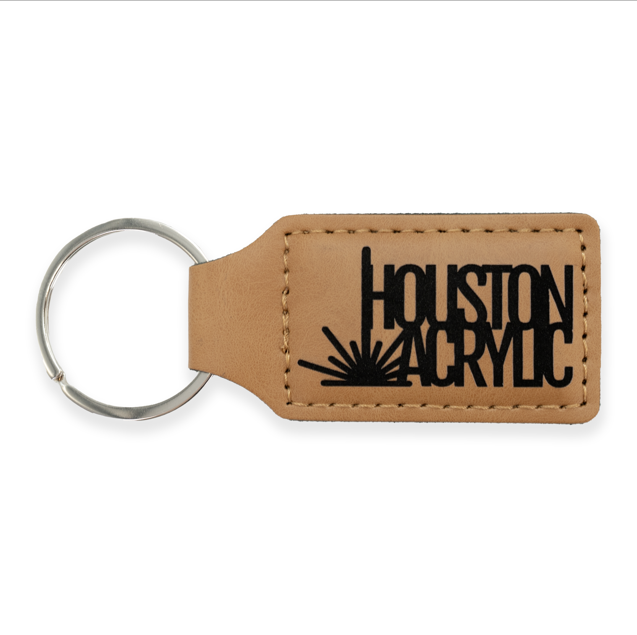 Signature Saddle Tan/Black MakerLeatherette Keychain