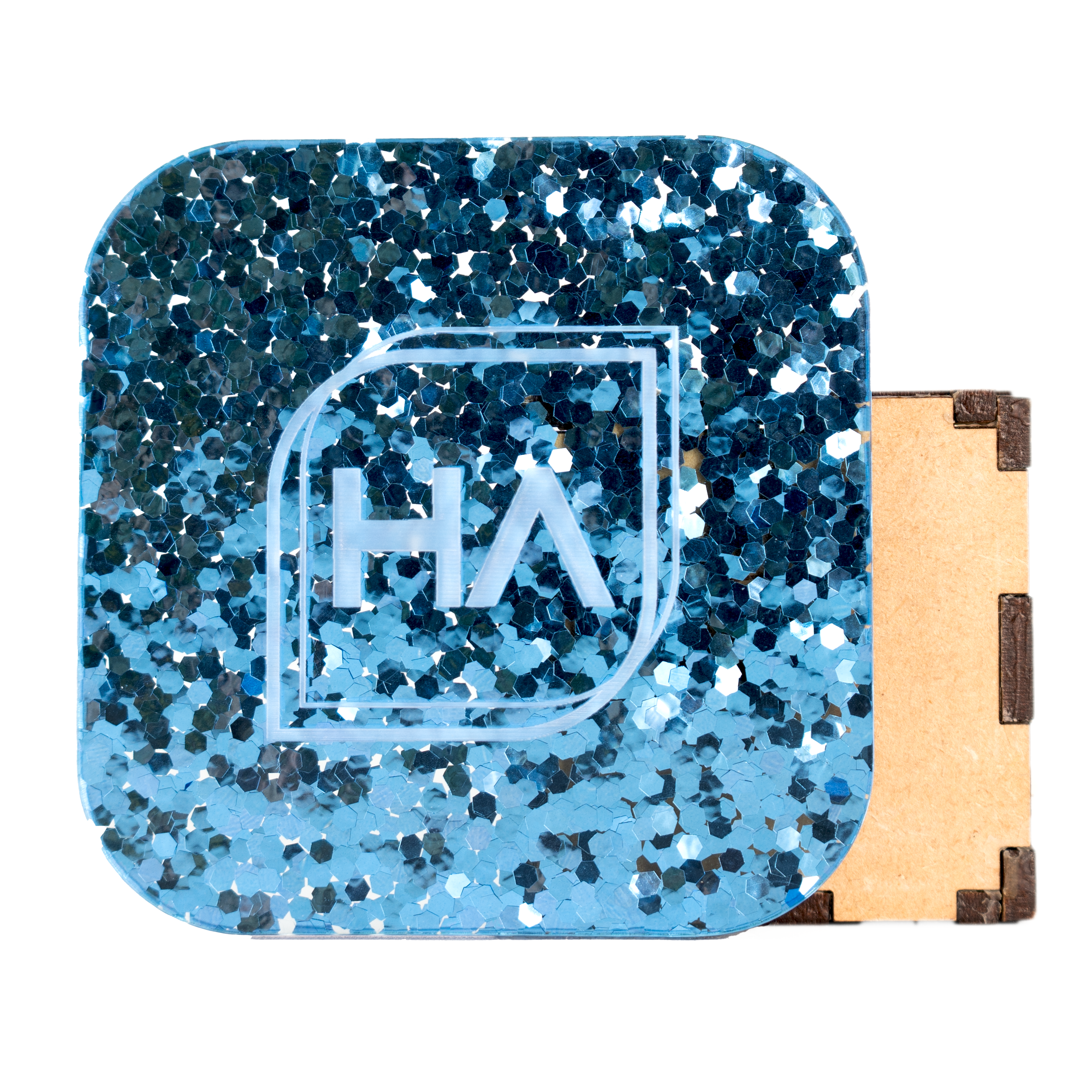 1/8" Ice Blue Chunky Hex Confetti Cast Acrylic Sheet