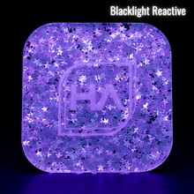 Load image into Gallery viewer, Blacklight reactive 1/8&quot; Iridescent Stars Cast Acrylic Sheet
