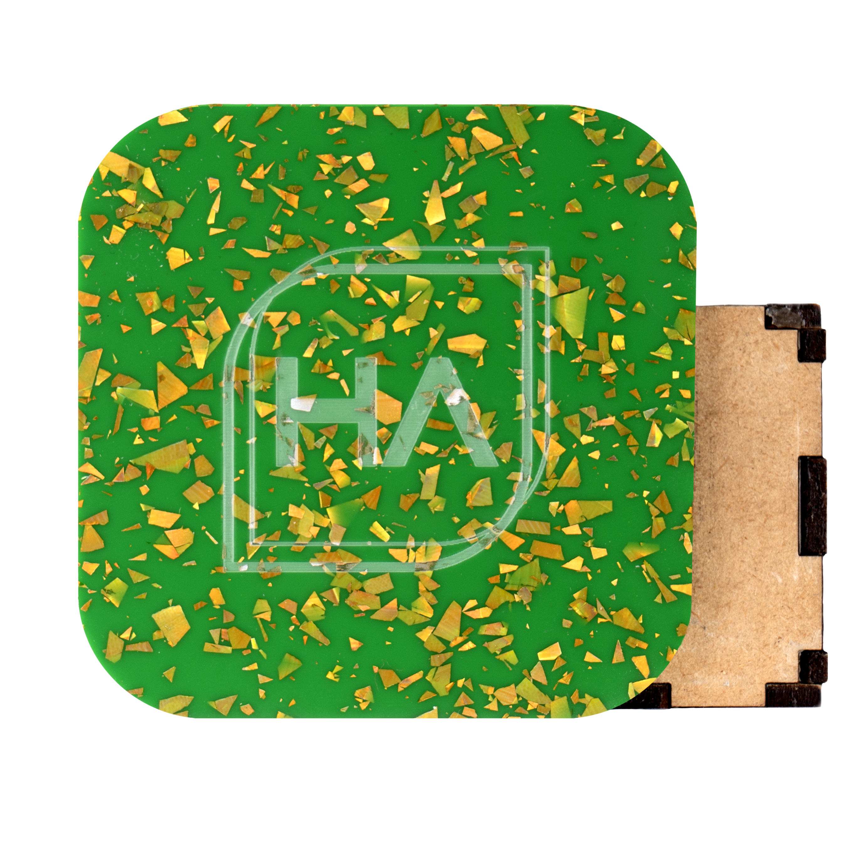 1/8" Kelly Green and Gold Holographic Flake Cast Acrylic Sheet