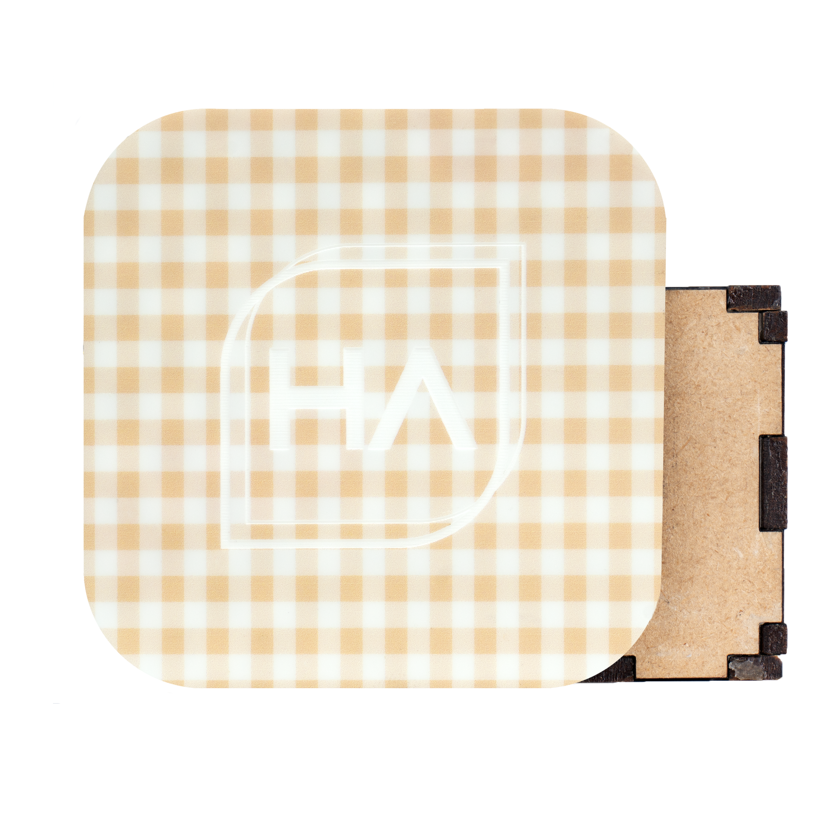 Light Brown Gingham MakerPrint Sheet UV printed laser material for laser cutting and laser engraving