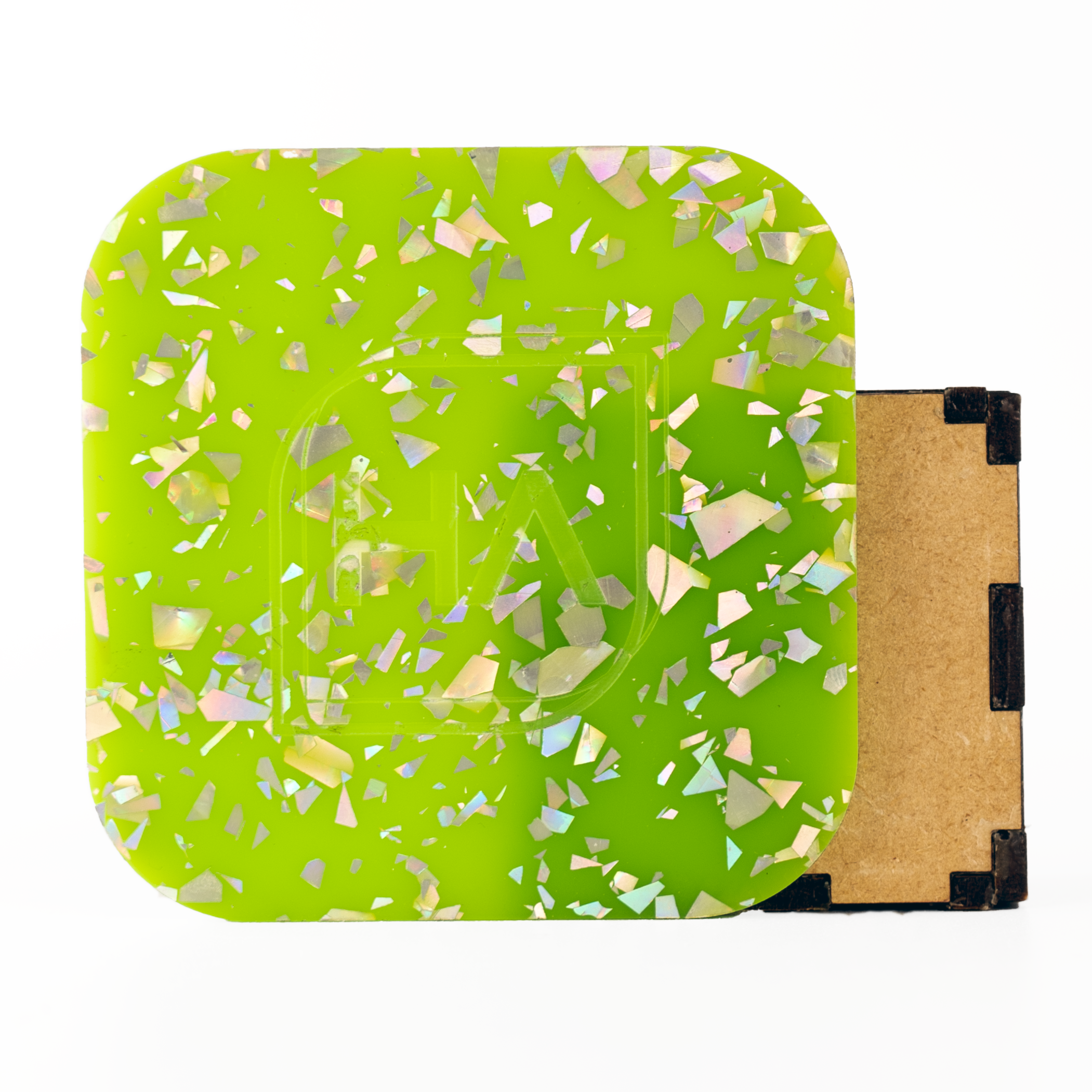 1/8" Lime Green and Silver Holographic Flake Cast Acrylic Sheet