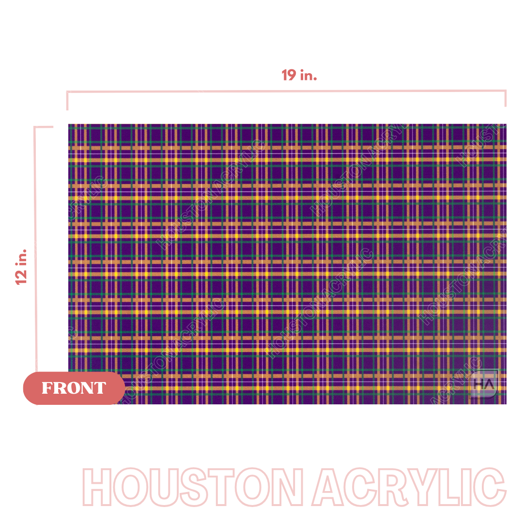 Mardi Gras Plaid MakerPrint Cast Acrylic Sheet Full Size