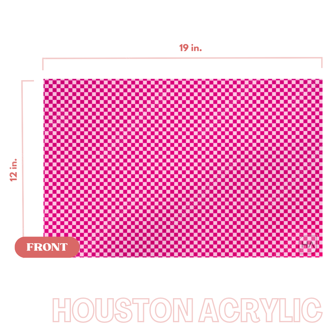 1/8" Mini Pink Checkered MakerPrint Full Size Acrylic Sheet View