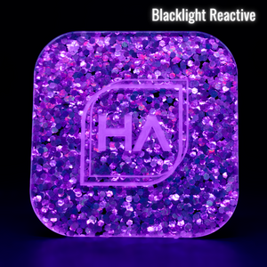 Blacklight reactive 1/8" Magenta Holographic Chunky Hex Confetti Cast Acrylic Sheet