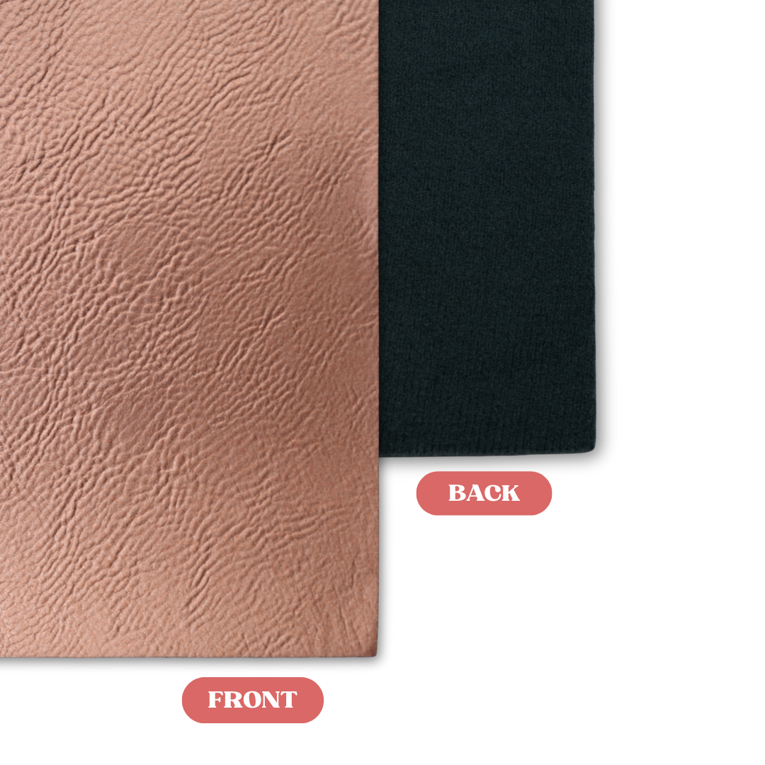 Metallic Rose Gold/Black MakerLeatherette Sheet Front vs Back Comparison