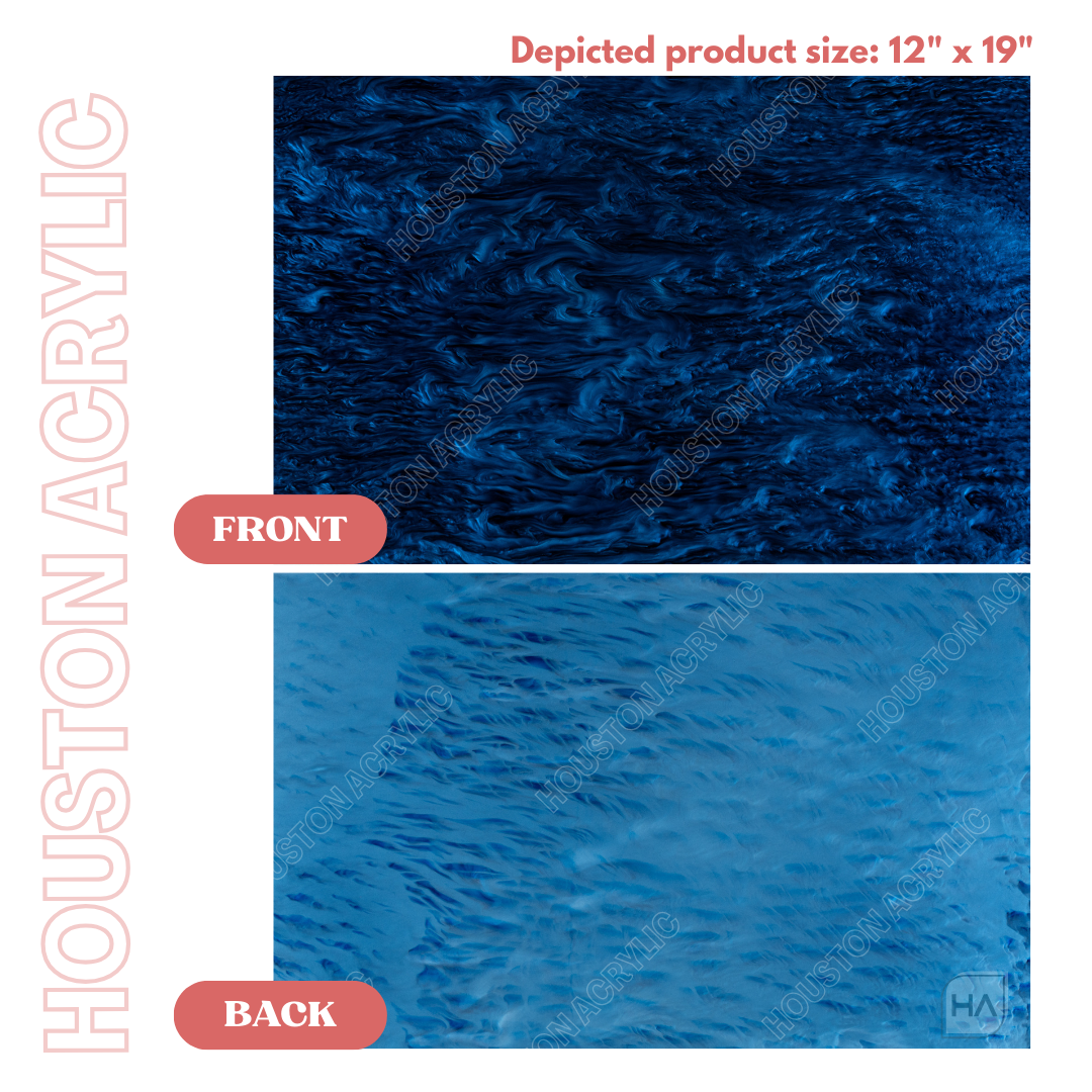 1/8" Navy Pearl Cast Acrylic Sheet Front and Back Full Size Sheet Comparison