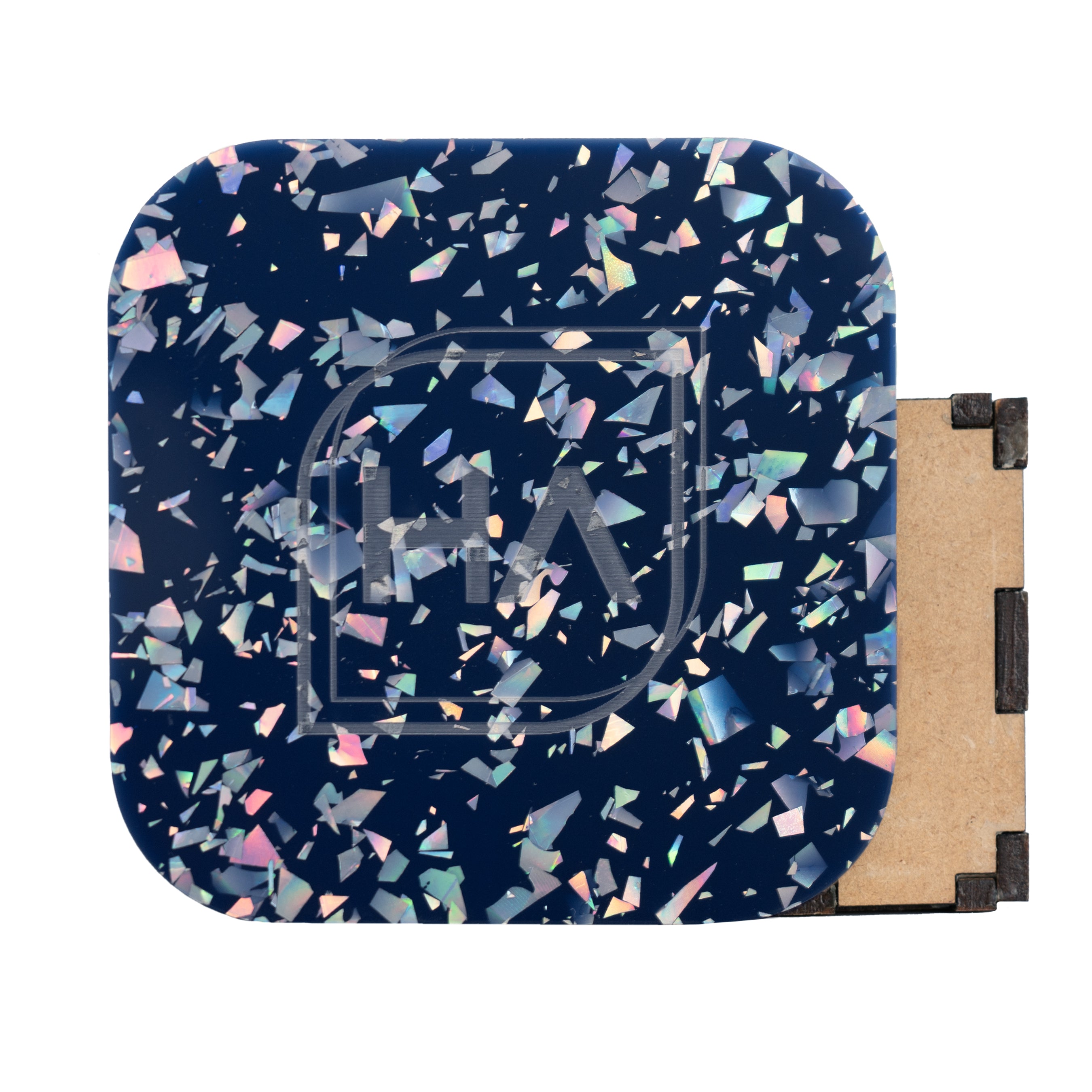 1/8" Navy and Silver Holographic Flake Cast Acrylic Sheet