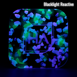 Blacklight reactive 1/8" Neon Green Terrazzo Cast Acrylic Sheet