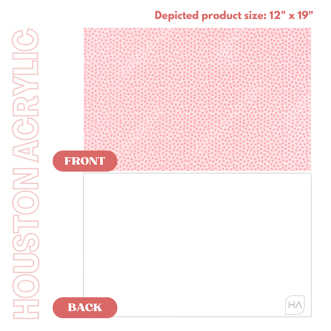 1/8" Pink Hearts MakerPrint Cast Acrylic Sheet Front and Back Full Size Sheet Comparison