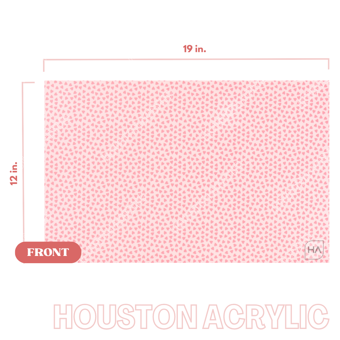 1/8" Pink Hearts MakerPrint Cast Acrylic Sheet Full Size Sheet View