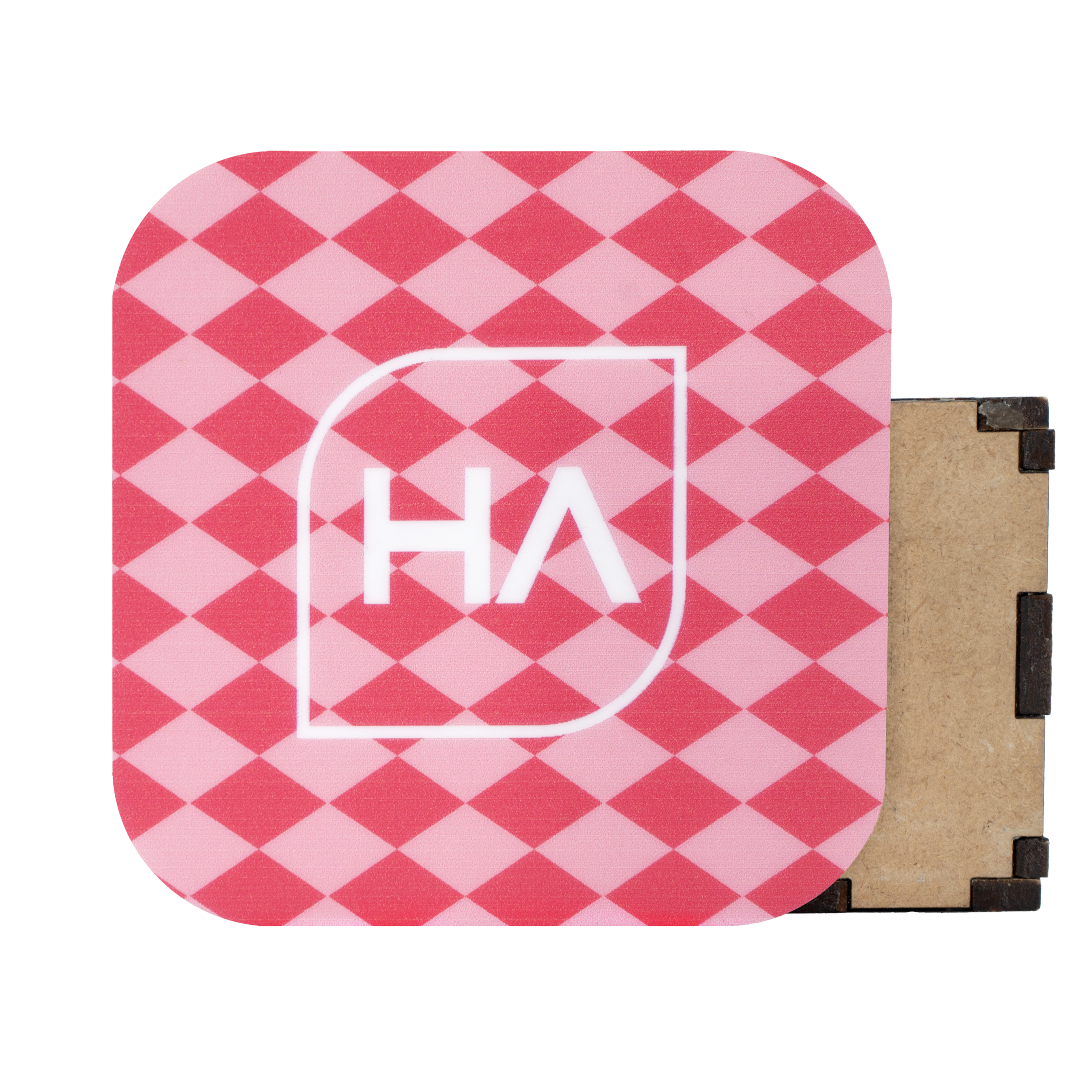 1/8" Pink Diamonds MakerPrint on a white core cast acrylic sheet