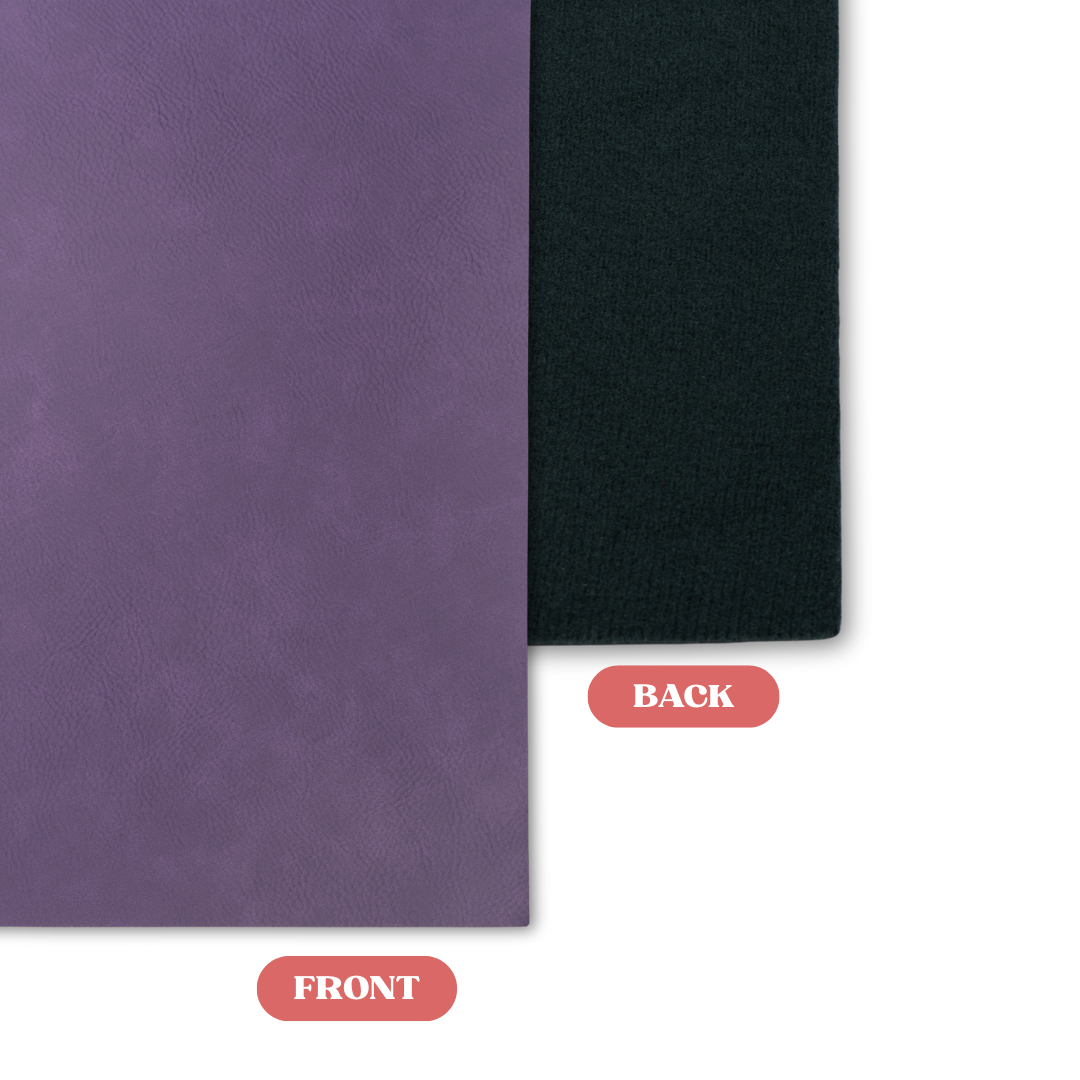 Purple to Black MakerLeatherette Laserable Leatherette Sheet Front vs Back Comparison