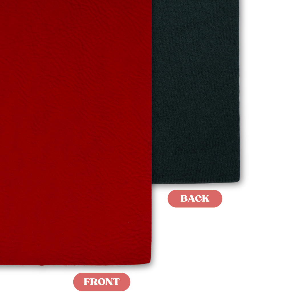Red to Black MakerLeatherette Laserable Leatherette Sheet Front vs Back Comparison