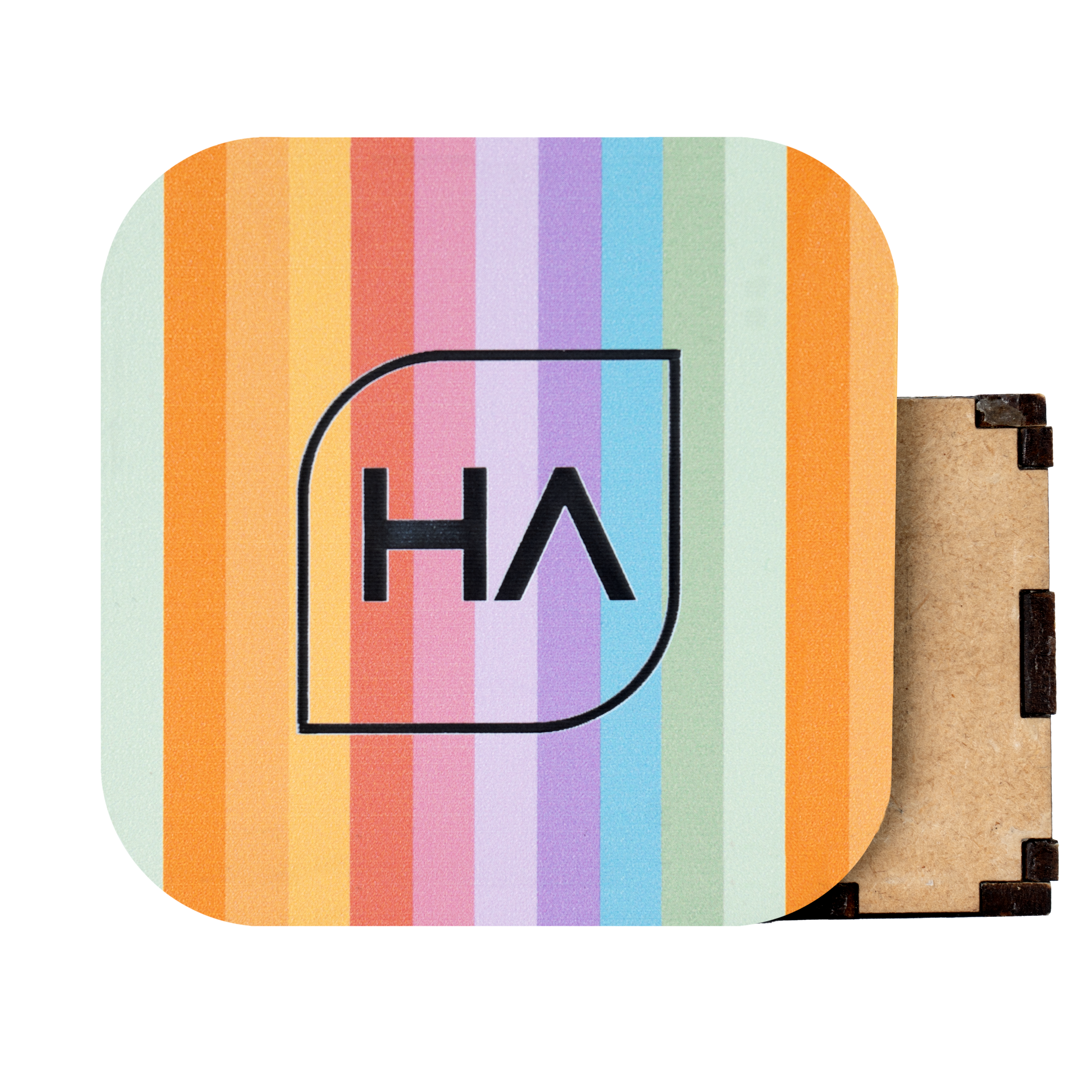 1/8" Retro Rainbow MakerPrint Cast Acrylic Sheet on a black core