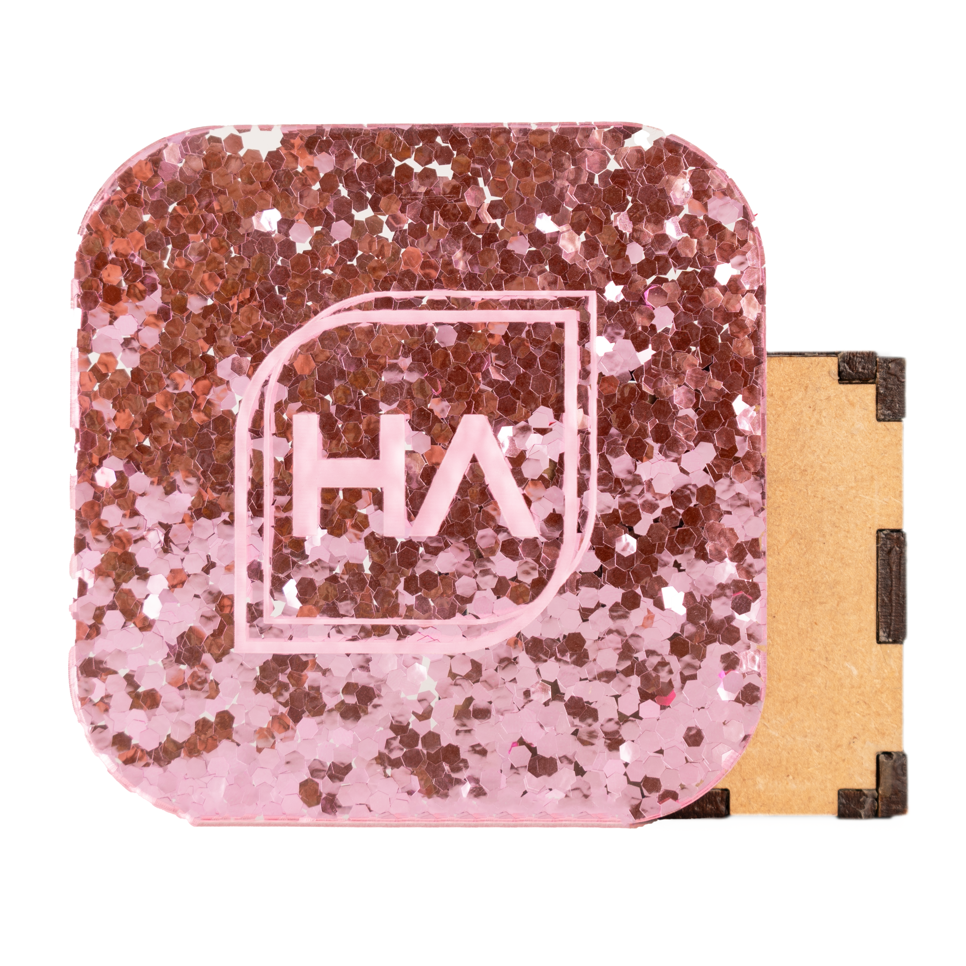 1/8" Rose Gold Chunky Hex Confetti Cast Acrylic Sheet